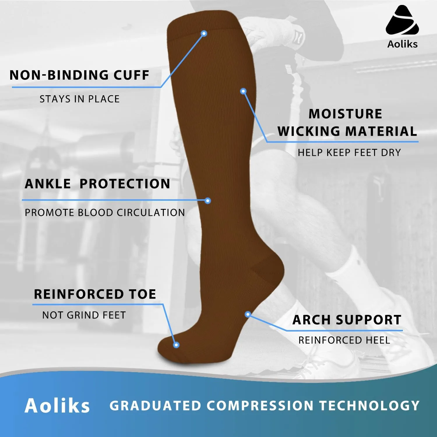 Aoliks Medical Compression Socks for Women & Men, Support Knee High Socks for Running,Nurses,Travel