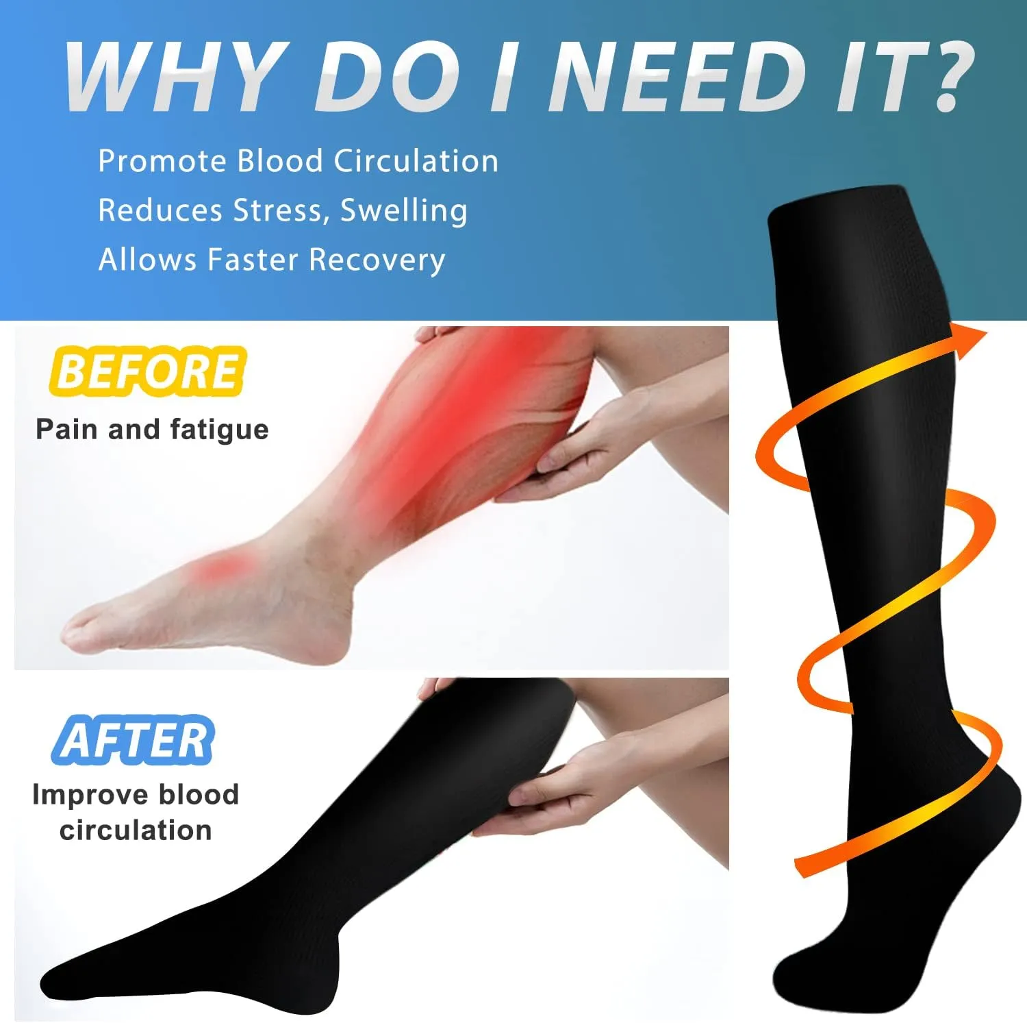Aoliks Medical Compression Socks for Women & Men, Support Knee High Socks for Running,Nurses,Travel