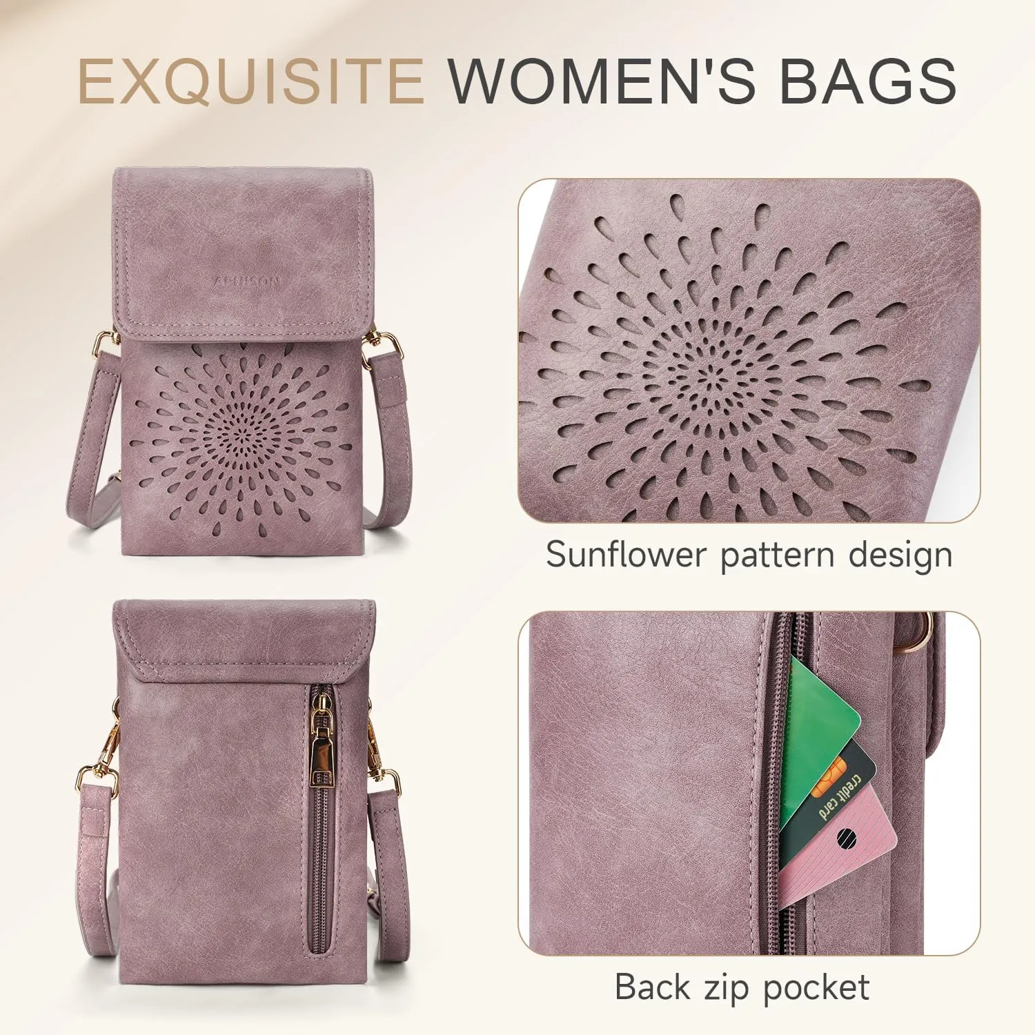 APHISON Small Crossbody Bags for Women Trendy, Leather Crossbody Phone Purses Handbags with Adjustable Strap