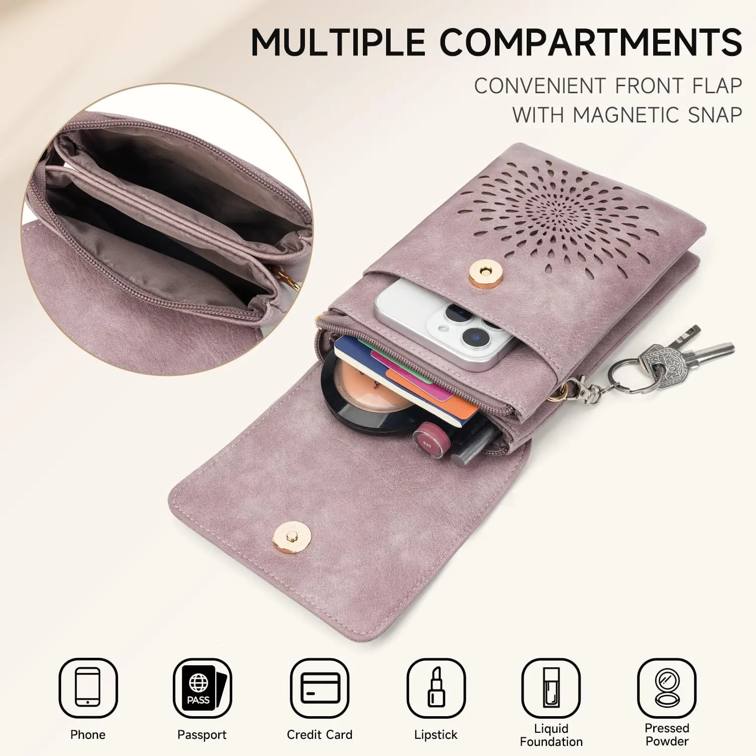 APHISON Small Crossbody Bags for Women Trendy, Leather Crossbody Phone Purses Handbags with Adjustable Strap