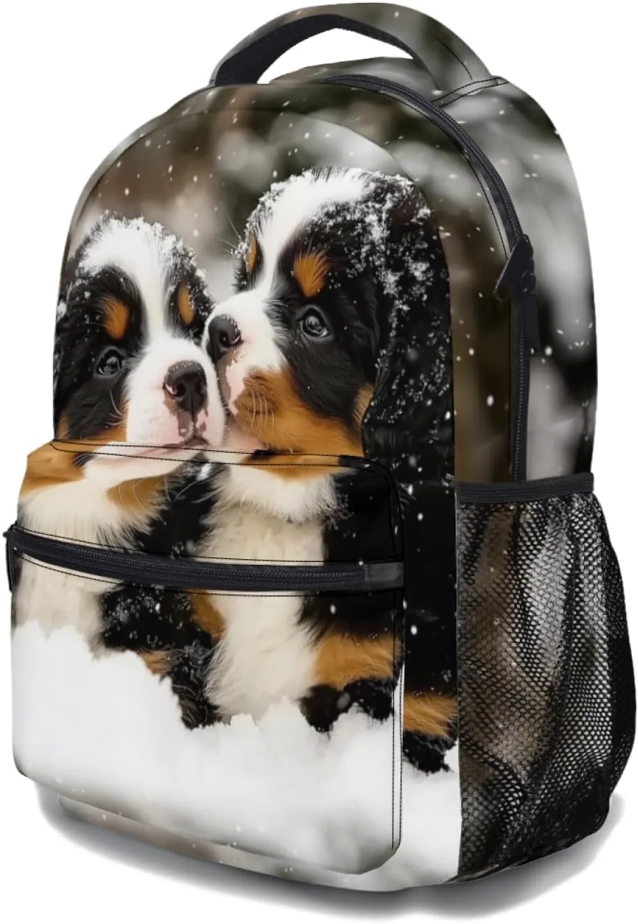 aportt Bernese Dog Print Kids Backpack for School Casual Daypack Backpacks Cute Puppy Lightweight Book Bag Snow Winter Shoulder Bag for Boys Girls Students Travel Camping Outdoor