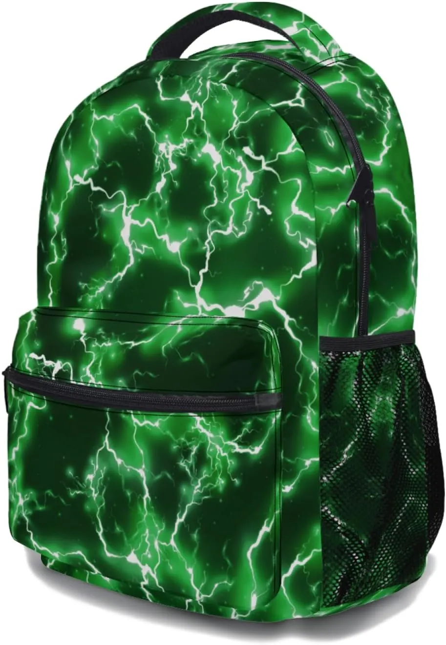 aportt Green Backpack for Boys Girls Cool Lightning Durable Casual Basic Kids Bookbag Lightweight School Bag for Teens Students Travel Daypack