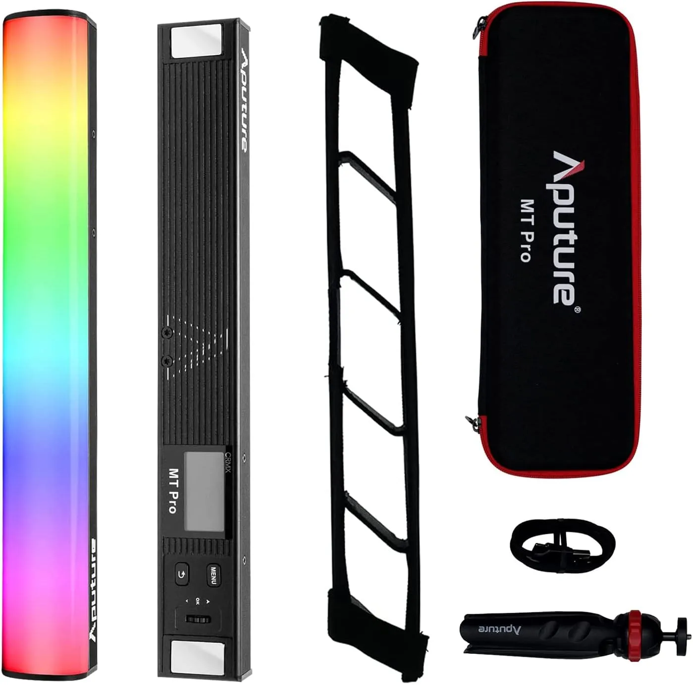 Aputure MT Pro,RGBWW Mini Tube Light,36 Pixel-Mappable,7.5W 2000K to10000K,9 Built-in Battery System FX with Grid and Tripod