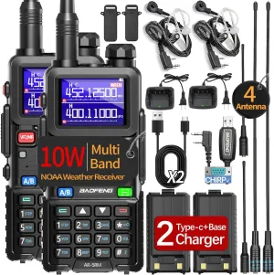 AR-5RM Ham Radio 10W Long Range 5RM Handheld Two Way Radios,NOAA Weather Receiver Copy Frequency 999CH Rechargeable 2500mAh Walkie Talkies with USB-C Charging and Programming Cable,2Pack