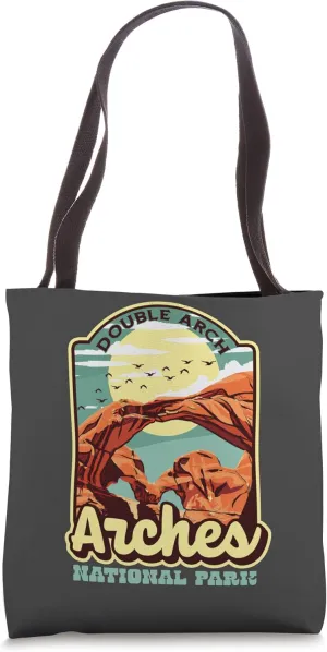 Arches National Park Double Arch Rocks WPA Poster Style Tote Bag