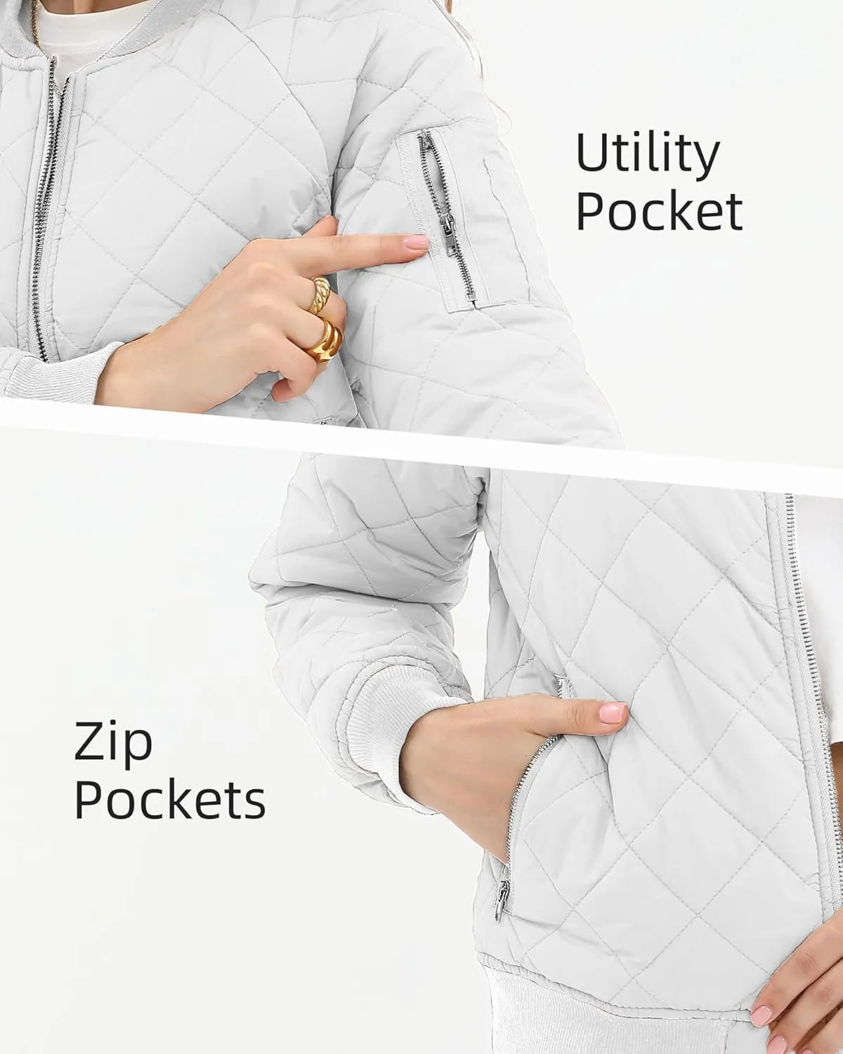 Argstar Women's Quilted Bomber Jakcet with 5 Pockets (XS-XXL)