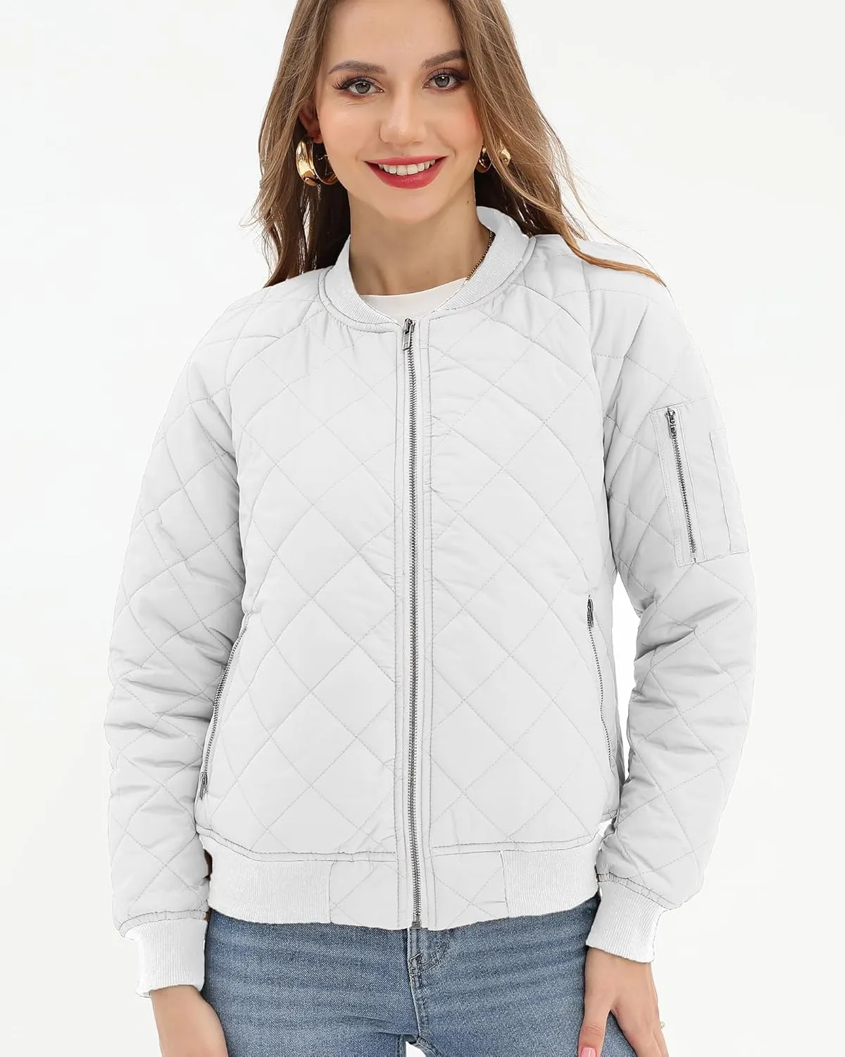 Argstar Women's Quilted Bomber Jakcet with 5 Pockets (XS-XXL)