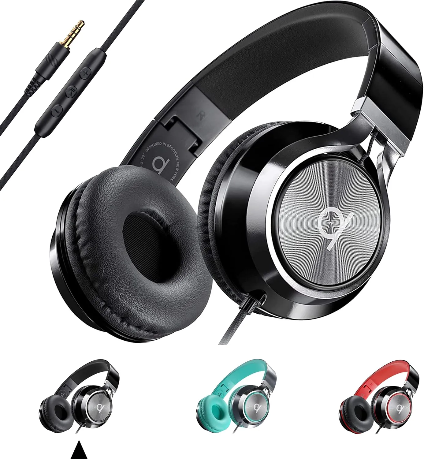 ARTIX CL750 On-Ear Headphones Wired with Mic — Noise Isolating Plug in Headphones, Computer Headphones with Microphone, Headphones for Laptop, Headphones Corded, Headphones with Cord (Aux Jack 3.5mm)