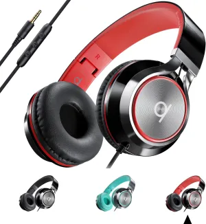 ARTIX CL750 Wired Headphones with Mic & Volume Control — Noise Isolating On-Ear Headphones for Computer and Laptop Wired, Plug in Corded Headphone Over Ear with Wire (Foldable, Aux Jack 3.5mm)