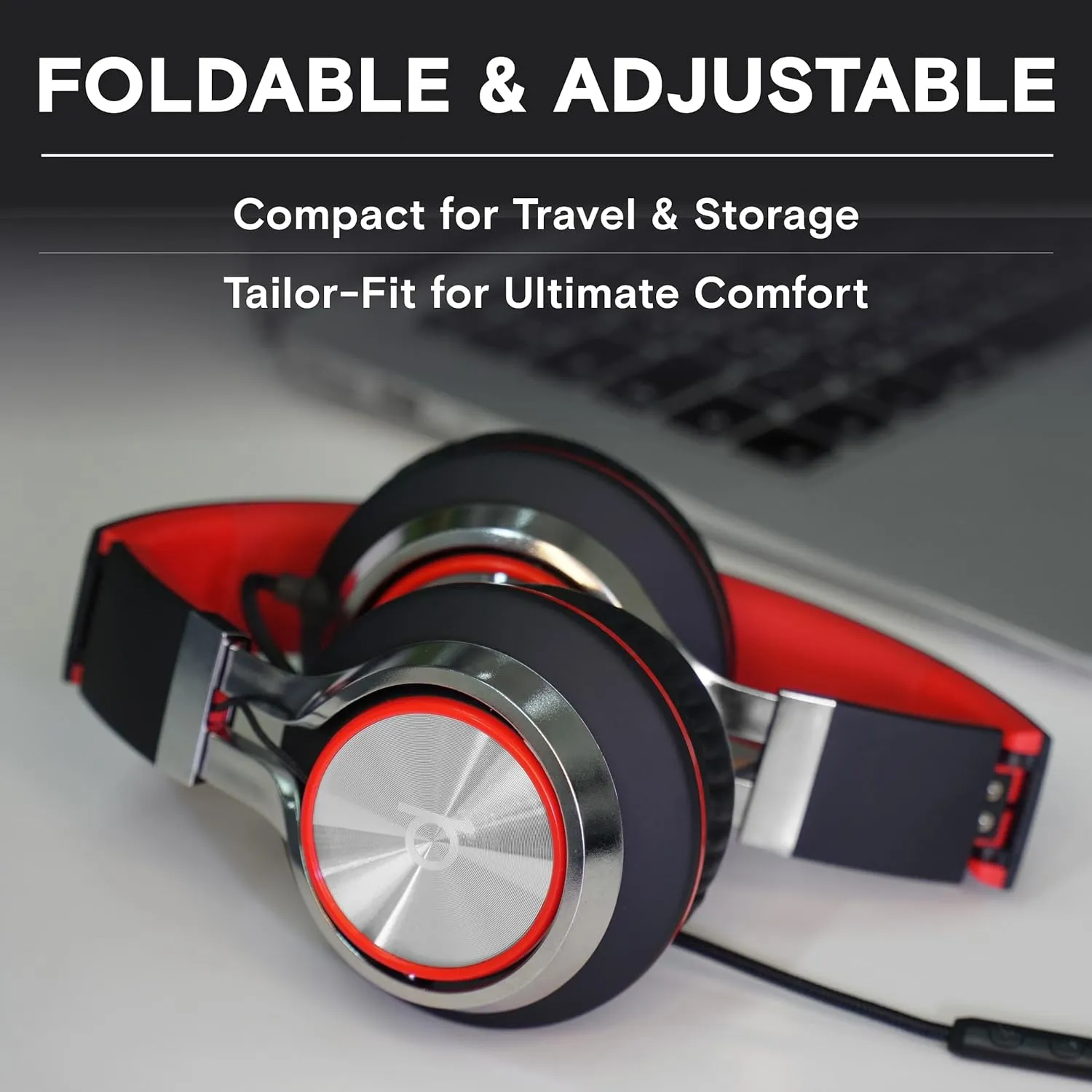 ARTIX CL750 Wired Headphones with Mic & Volume Control — Noise Isolating On-Ear Headphones for Computer and Laptop Wired, Plug in Corded Headphone Over Ear with Wire (Foldable, Aux Jack 3.5mm)