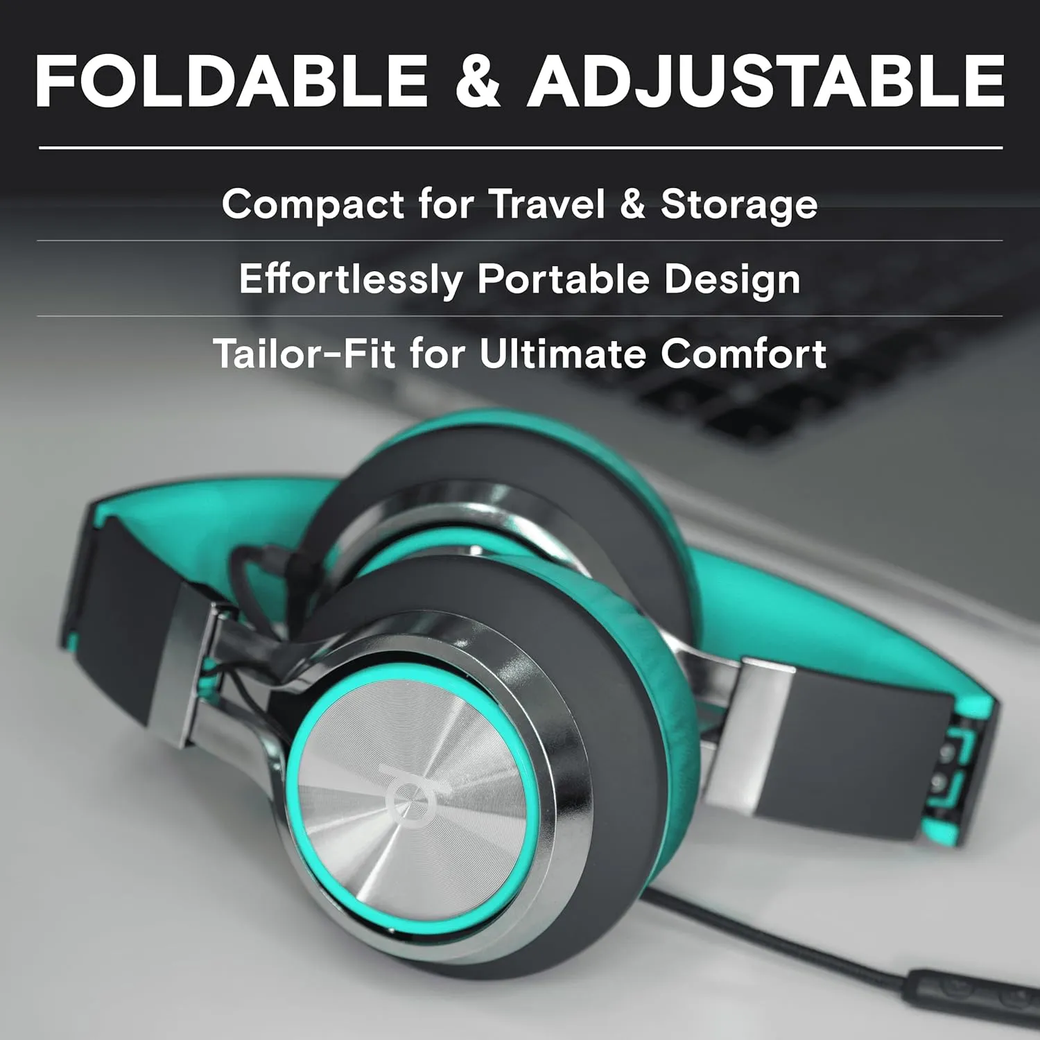 ARTIX CL750 Wired Headphones with Mic & Volume Control — Noise Isolating On-Ear Headphones for Computer and Laptop Wired, Plug in Corded Headphone Over Ear with Wire (Foldable, Aux Jack 3.5mm)