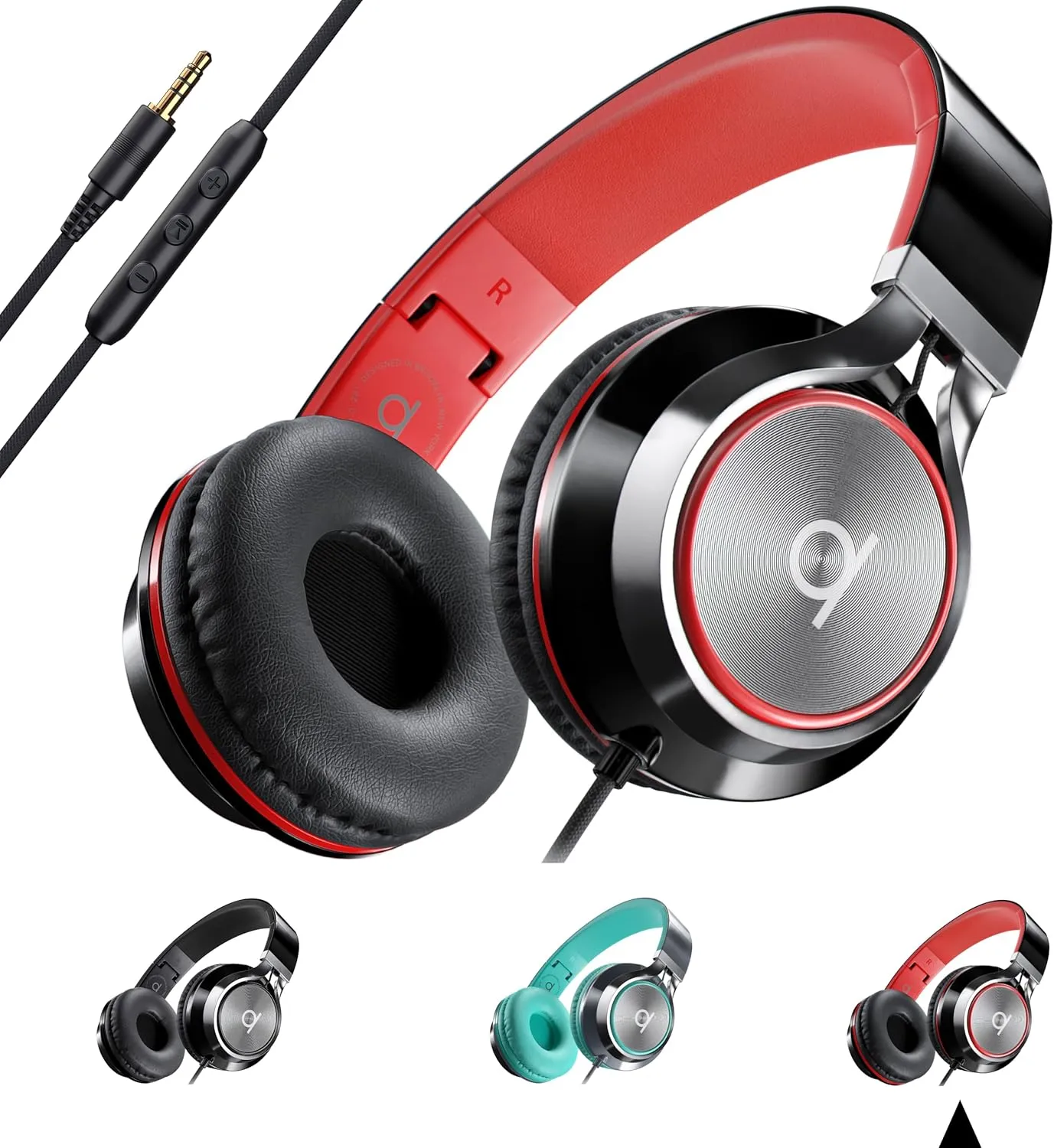 ARTIX CL750 Wired Headphones with Mic & Volume Control — Noise Isolating On-Ear Headphones for Computer and Laptop Wired, Plug in Corded Headphone Over Ear with Wire (Foldable, Aux Jack 3.5mm)