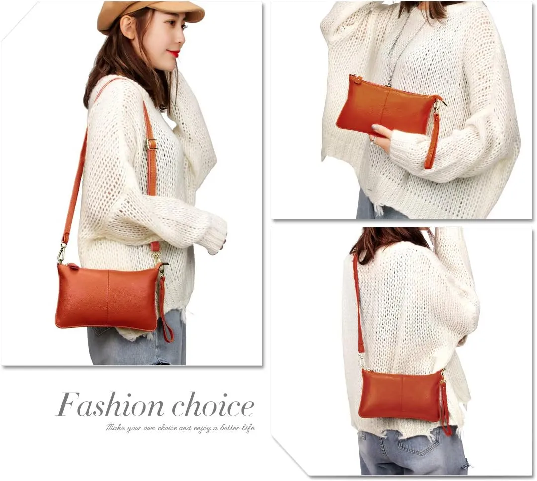 Artwell Genuine Leather Clutch Wallet For Women Wristlet Envelop Crossbody Purse Card Shoulder Bag