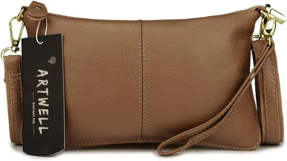 Artwell Genuine Leather Clutch Wallet For Women Wristlet Envelop Crossbody Purse Card Shoulder Bag