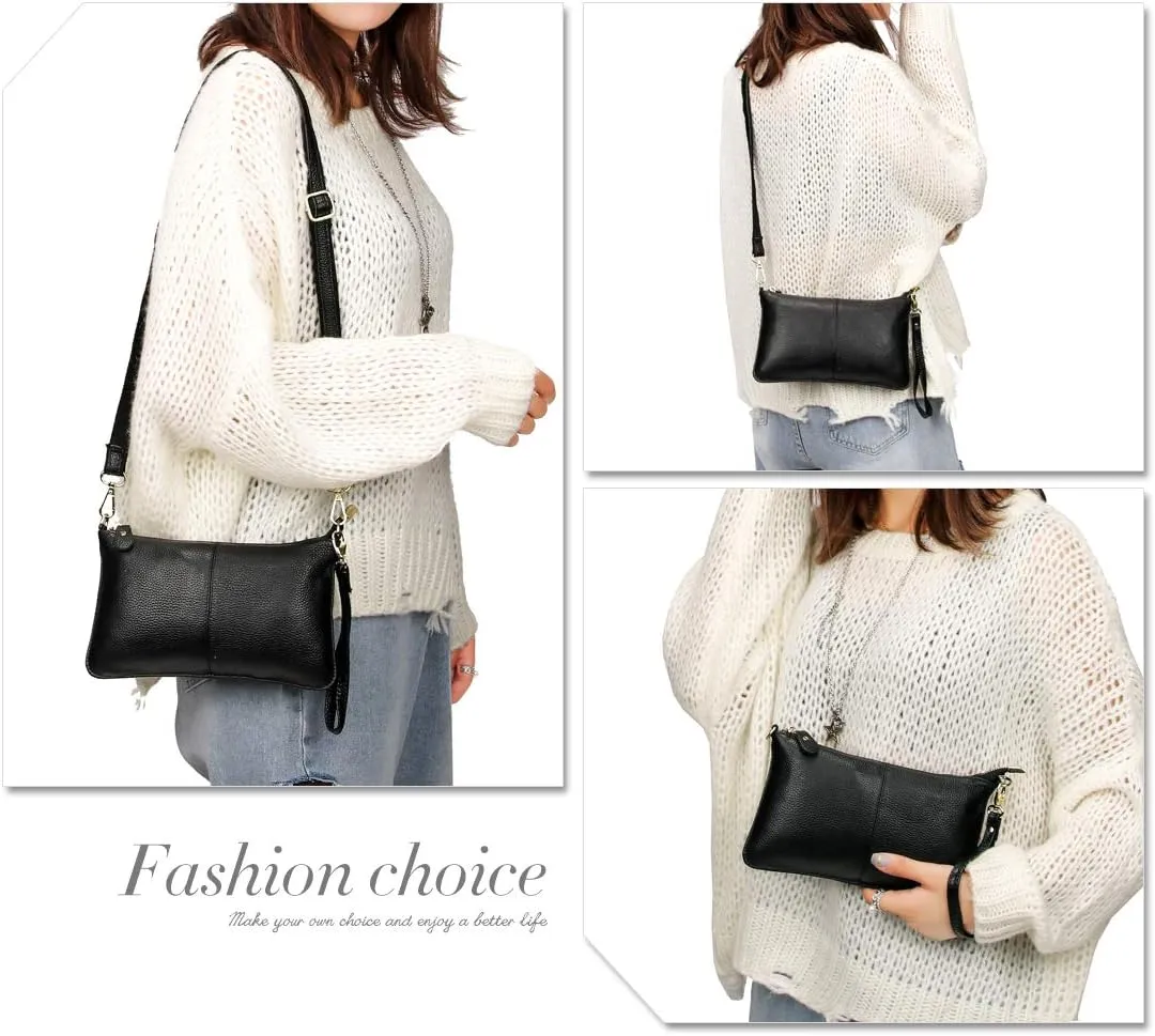 Artwell Genuine Leather Clutch Wallet For Women Wristlet Envelop Crossbody Purse Card Shoulder Bag
