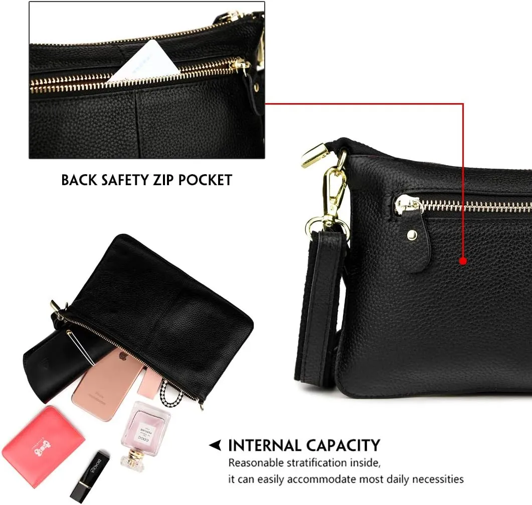 Artwell Genuine Leather Clutch Wallet For Women Wristlet Envelop Crossbody Purse Card Shoulder Bag