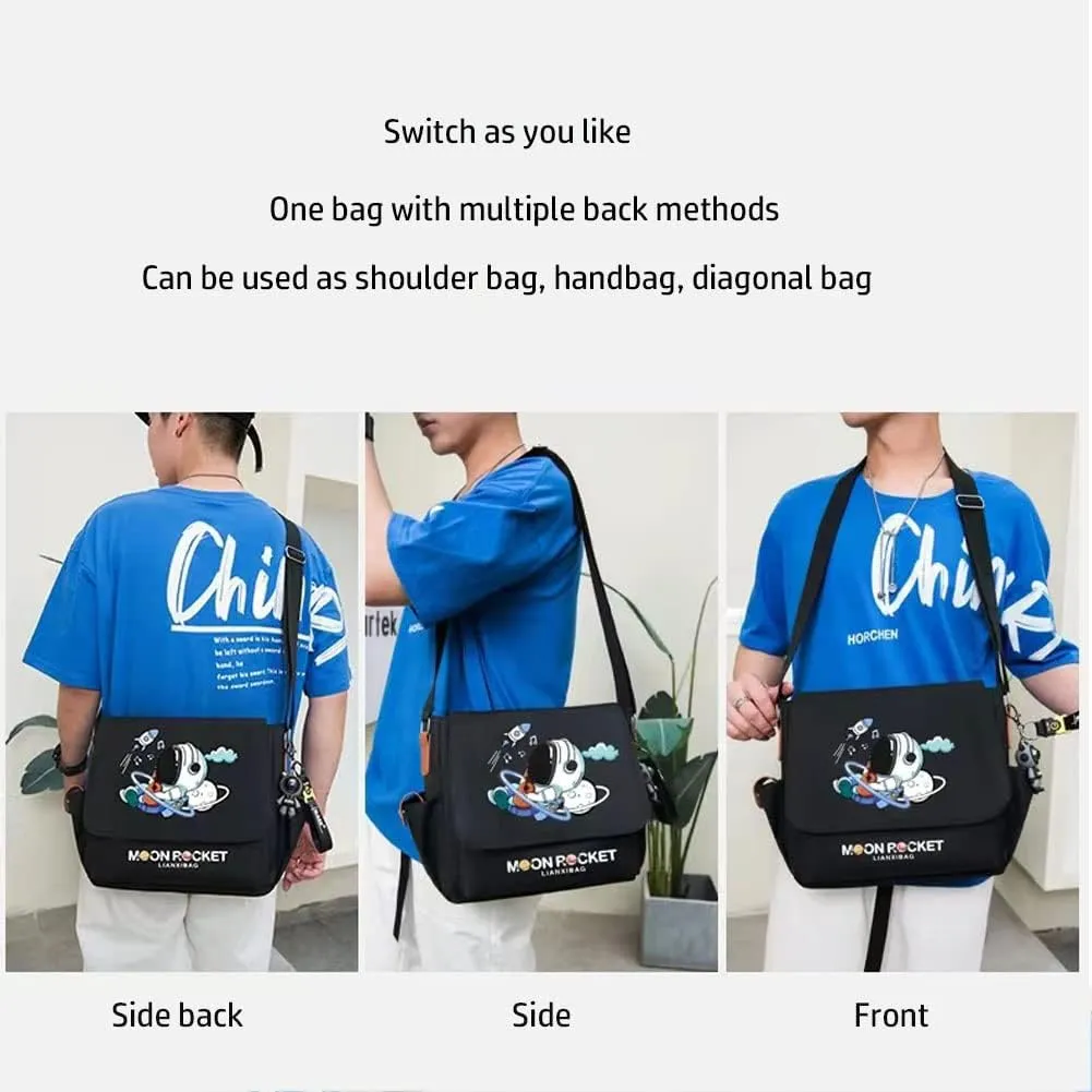 Astronaut Messenger Bag for Men Laptop Bag Casual Satchel Bags Large Work Briefcase Fashion Crossbody Shoulder Handbag