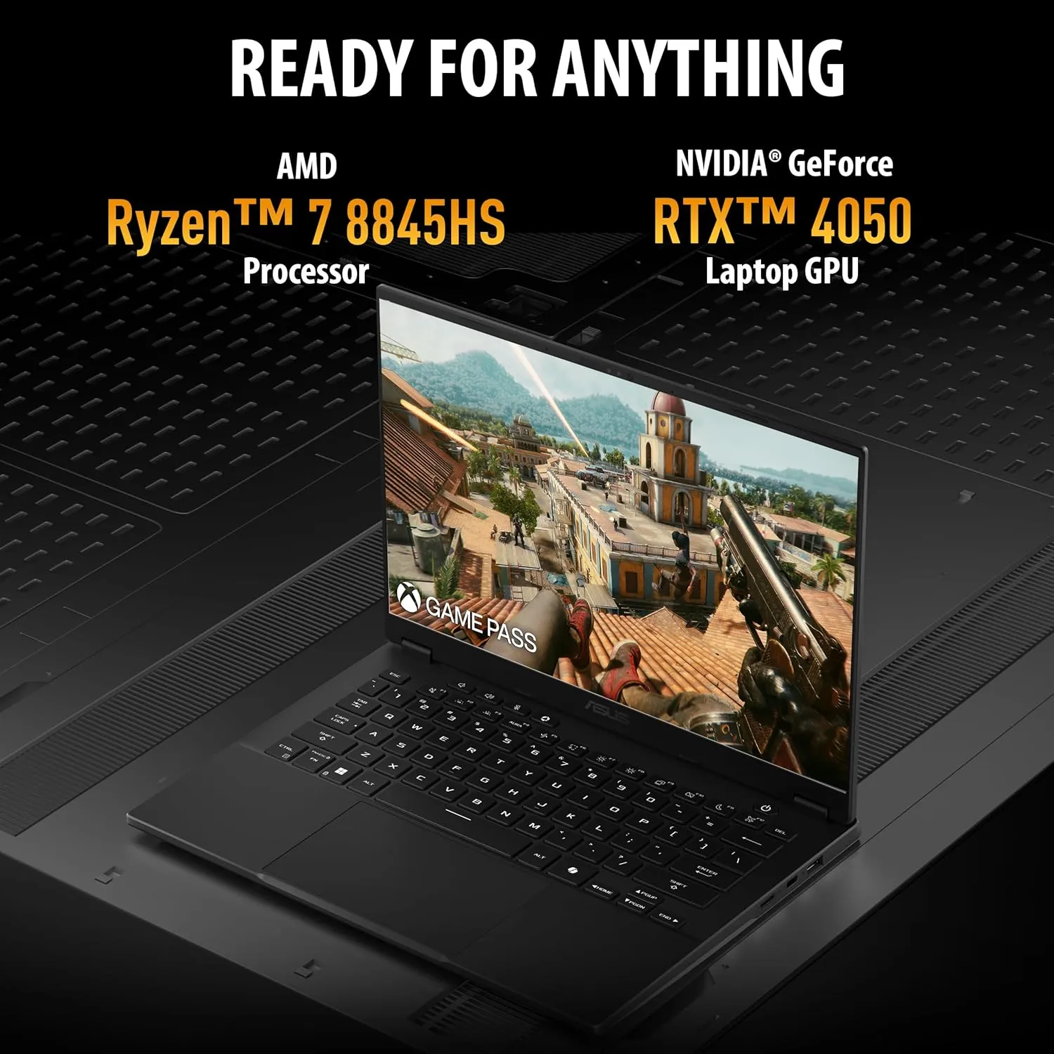 ASUS TUF Gaming A14 Copilot  PC Gaming Laptop, 14” WQXGA 16:10 165Hz Display, AMD Ryzen™ AI 7 8845HS, NVIDIA® GeForce RTX™ 4050, 16GB LPDDR5X, 512GB PCIe® Gen 4.0 SSD, Wi-Fi 6E, Windows 11 Home