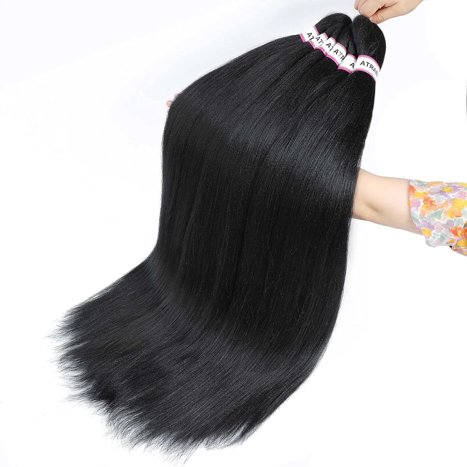 ATRAENTE Pre Stretched Braiding Hair 18 Inch 8 Packs Prestretched Braiding Hair Professional Synthetic Braids Hair Extension Itch Free Hot Water Setting Yaki Texture