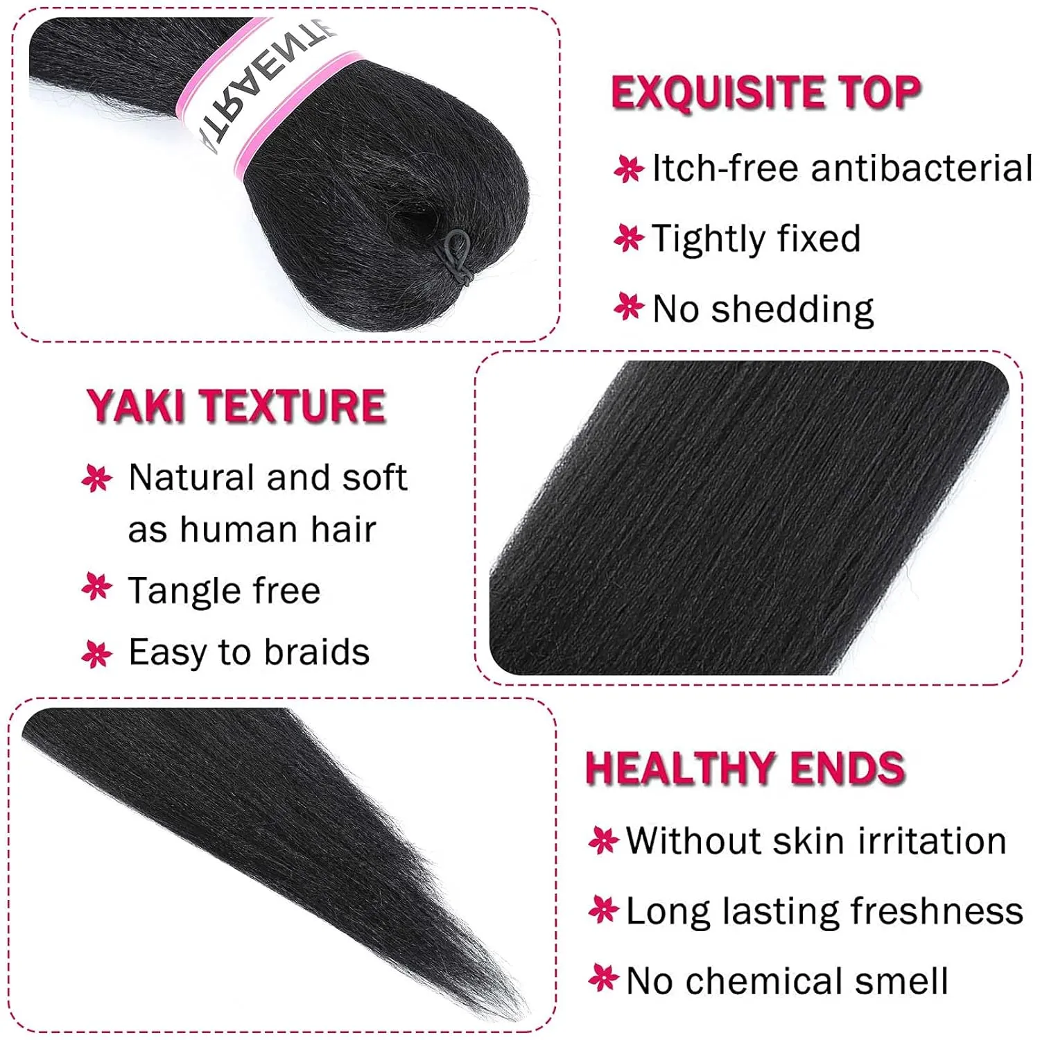 ATRAENTE Pre Stretched Braiding Hair 18 Inch 8 Packs Prestretched Braiding Hair Professional Synthetic Braids Hair Extension Itch Free Hot Water Setting Yaki Texture