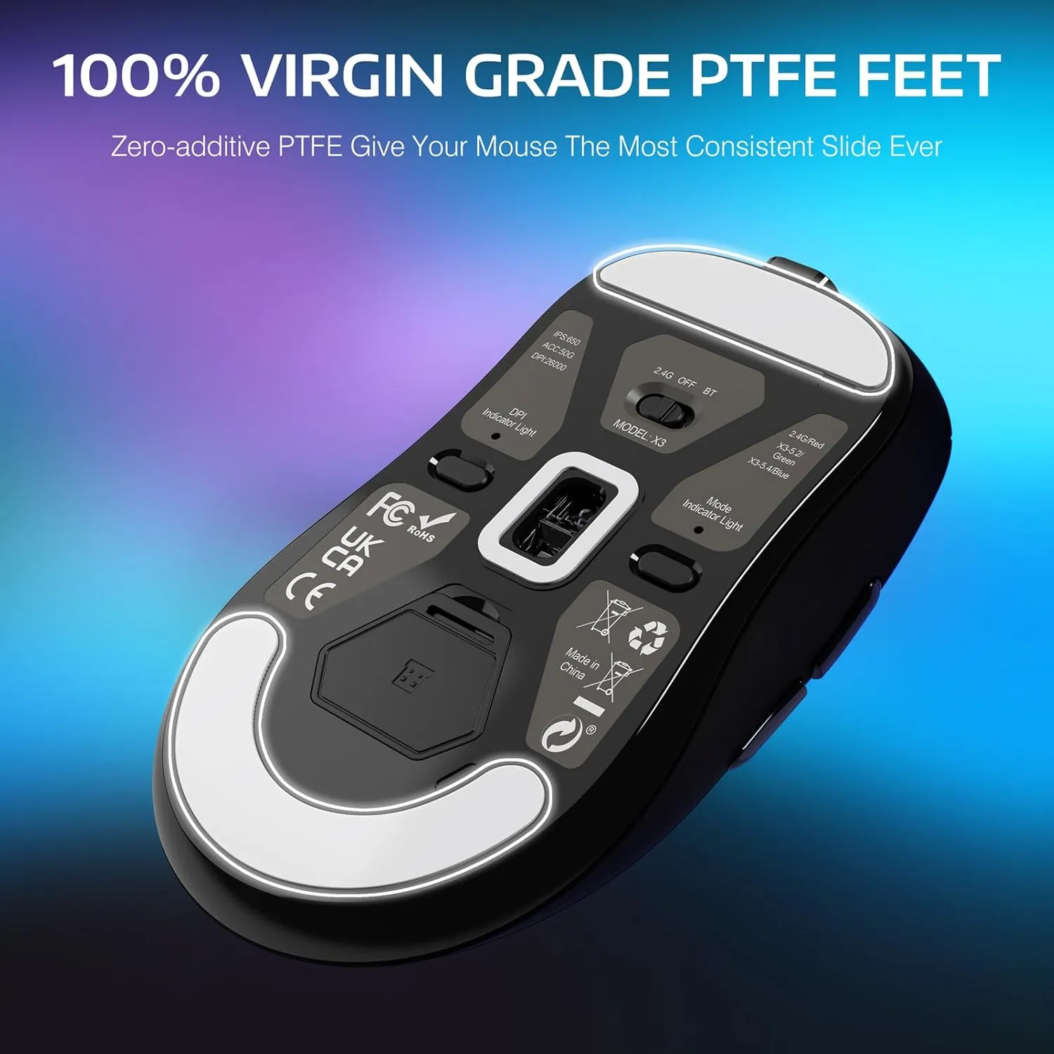 ATTACK SHARK X3 Wireless Gaming Mouse, 49g Ergonomic Computer Mouse, Triple Modes PAW3395 26K DPI Optical Sensor, 200h Battery Life, Programmable Buttons, Gaming Accessories for PC/Laptop/Mac (Black)