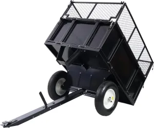 ATV Trailer Steel Dump Cart, 750lbs 22 Cubic Feet Utility Trailer Lawn Garden Trailer with Heavy Duty Tow Behind Carts and Removable Sides for Tractors, ATV, UTV, Lawn Mowers
