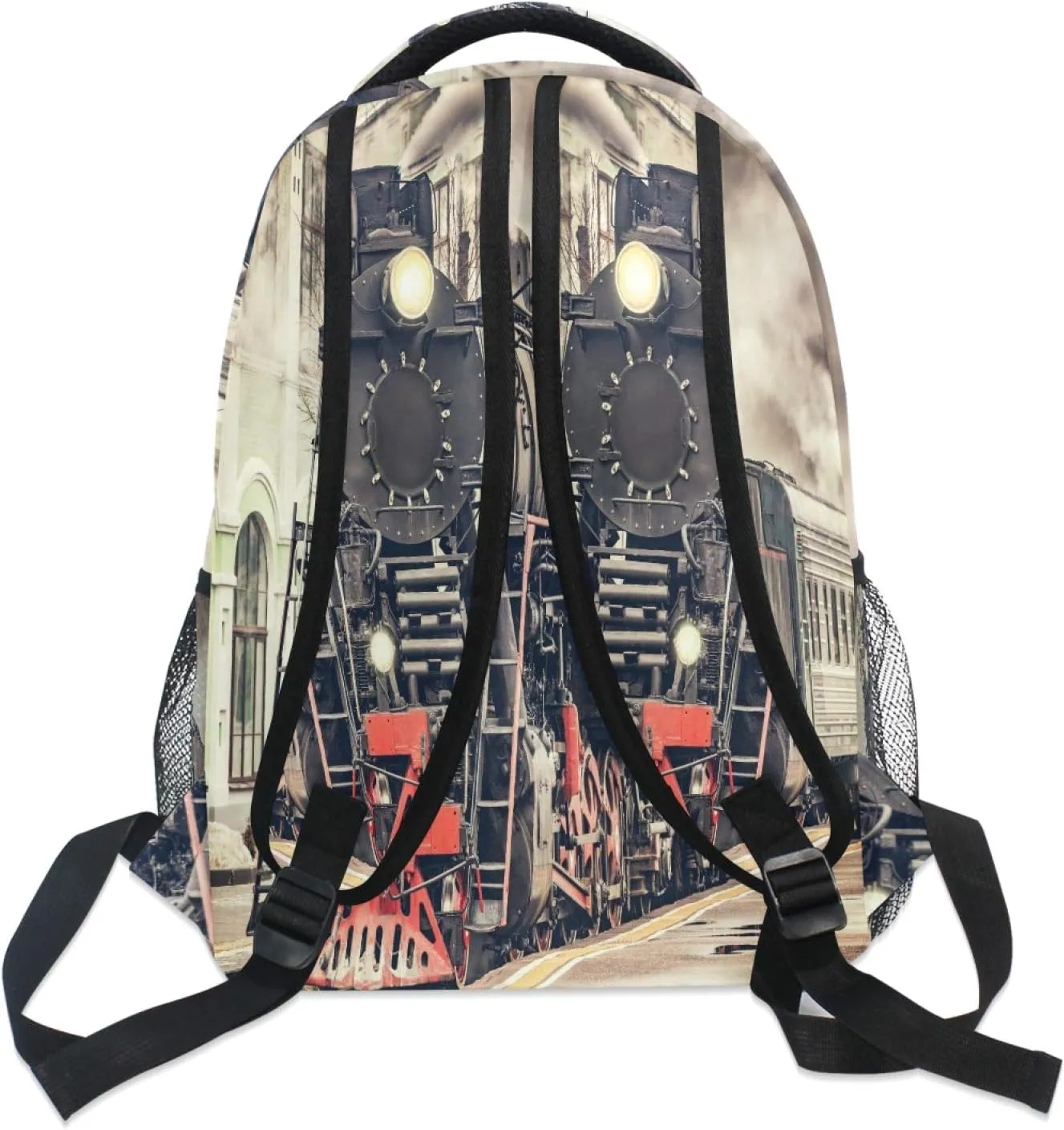 AUUXVA Backpack Vintage Express Steam Train School Shoulder Bag Large Waterproof Durable Bookbag Laptop Daypack for Students Teens Girls Boys Elementary