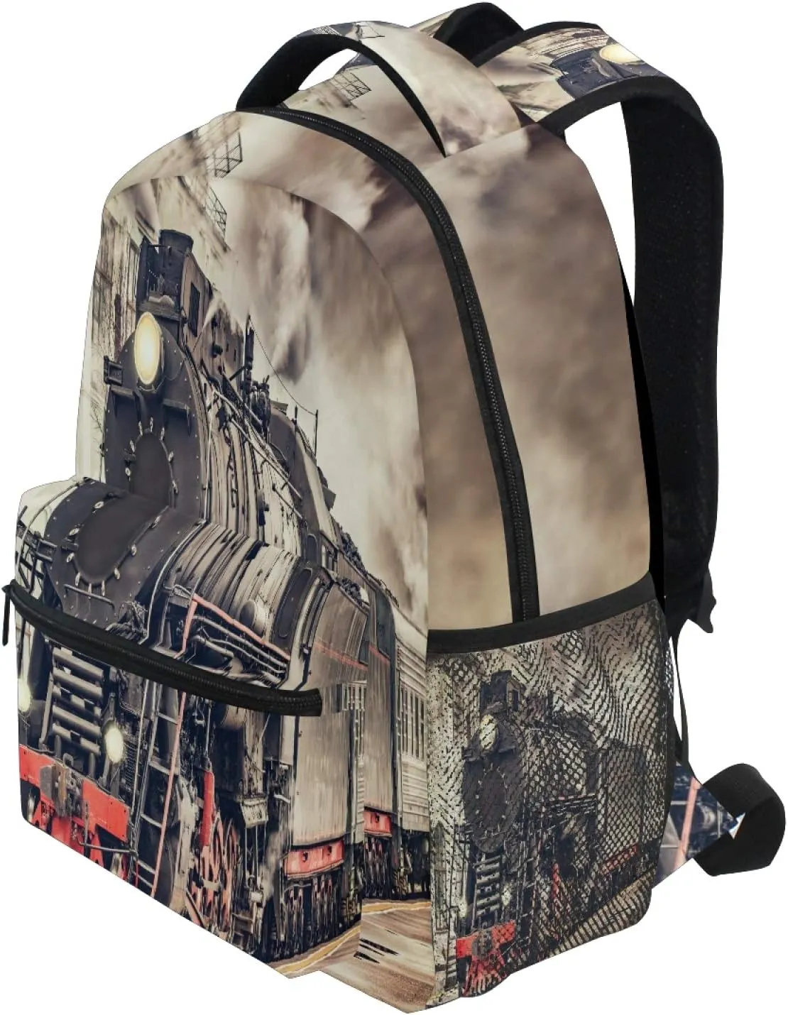AUUXVA Backpack Vintage Express Steam Train School Shoulder Bag Large Waterproof Durable Bookbag Laptop Daypack for Students Teens Girls Boys Elementary