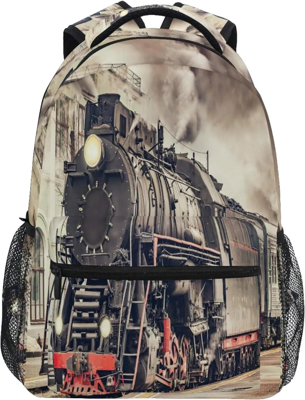 AUUXVA Backpack Vintage Express Steam Train School Shoulder Bag Large Waterproof Durable Bookbag Laptop Daypack for Students Teens Girls Boys Elementary