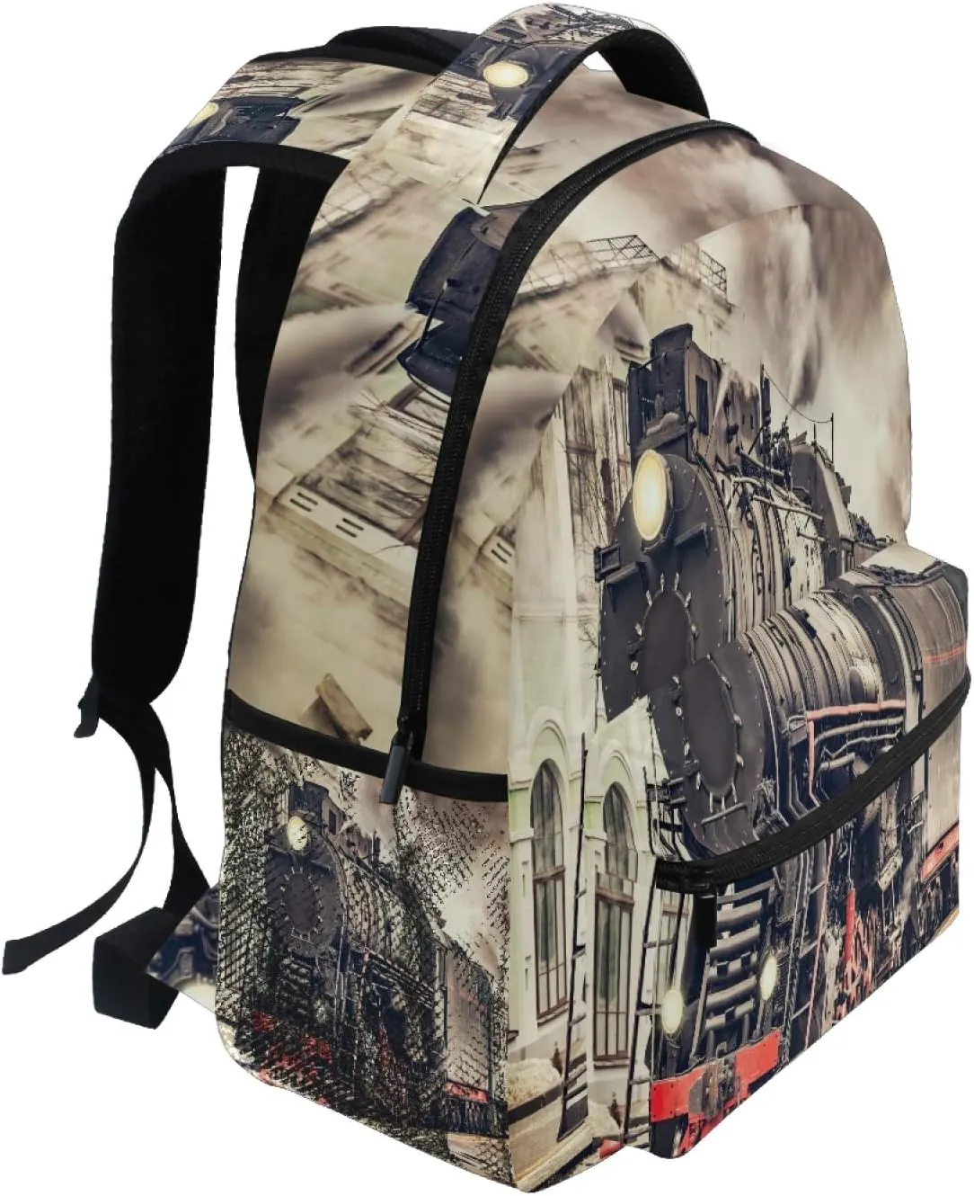 AUUXVA Backpack Vintage Express Steam Train School Shoulder Bag Large Waterproof Durable Bookbag Laptop Daypack for Students Teens Girls Boys Elementary