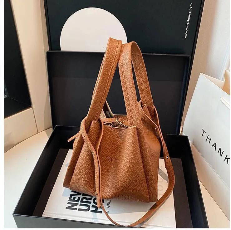 Axcone Vintage Bucket shaped Handbag - Large Capacity Casual Commuter Handbag with One Shoulder and Diagonal Span