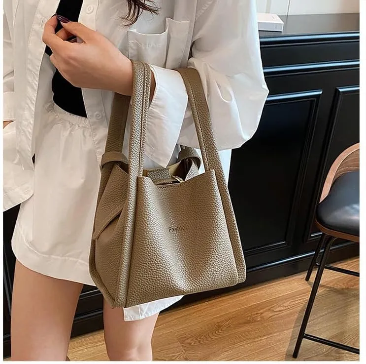Axcone Vintage Bucket shaped Handbag - Large Capacity Casual Commuter Handbag with One Shoulder and Diagonal Span