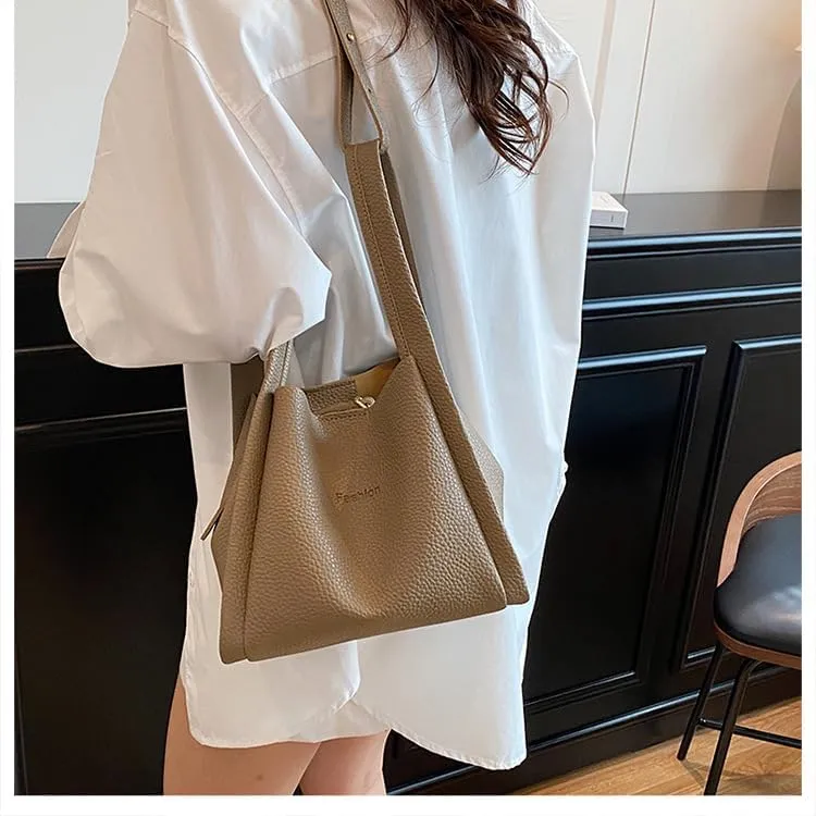 Axcone Vintage Bucket shaped Handbag - Large Capacity Casual Commuter Handbag with One Shoulder and Diagonal Span
