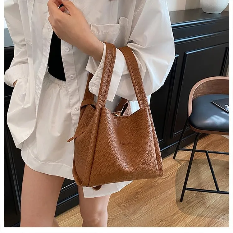 Axcone Vintage Bucket shaped Handbag - Large Capacity Casual Commuter Handbag with One Shoulder and Diagonal Span