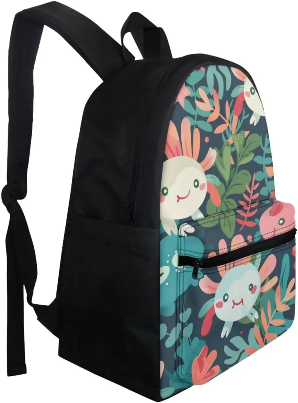 Axolots Print 3Pc Backpack Set for Girls Multi-Functional Adjustable Straps Crossbody School Bag Grease Proofing Recycle Food Bag for Travel Work Office Climbing School