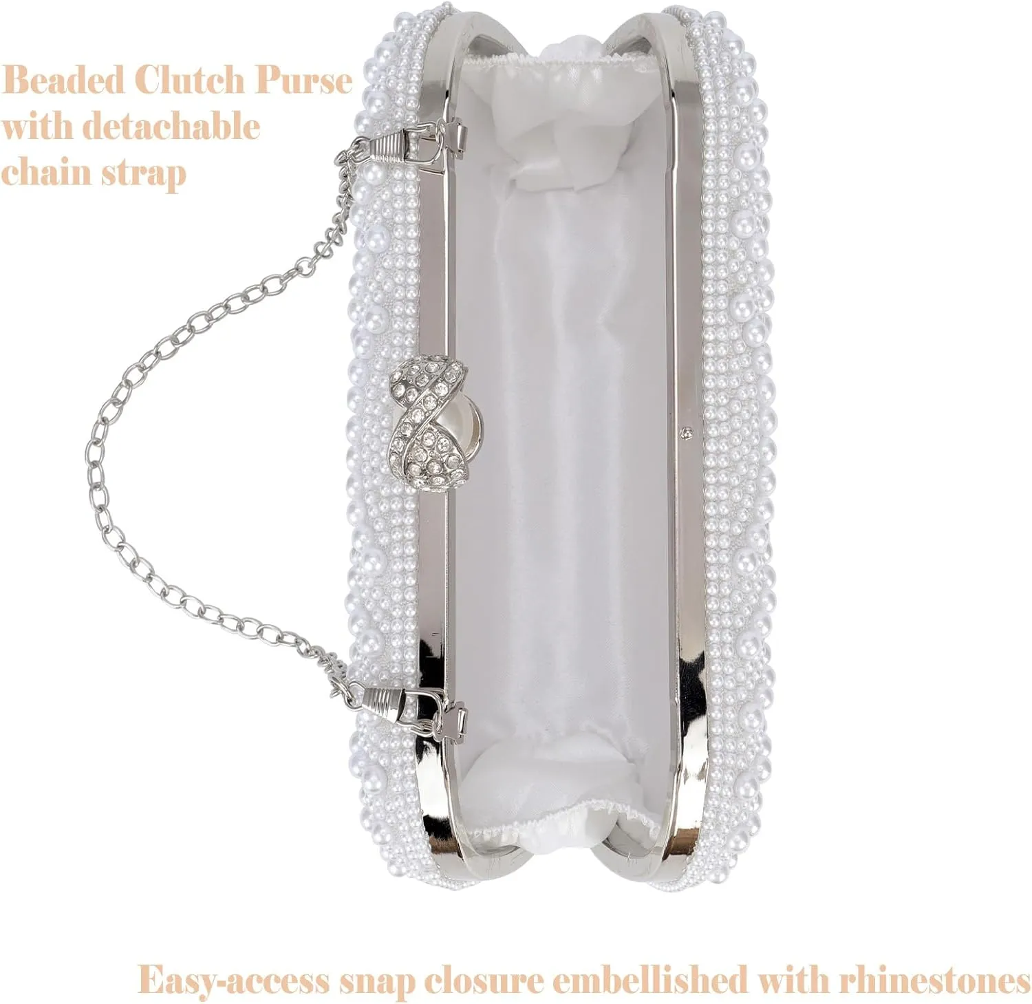 Ayliss Pearl Clutch Purses for Women Wedding Bridal Evening Small Clutch Crossbody Handbag Full Beaded Parites Prom