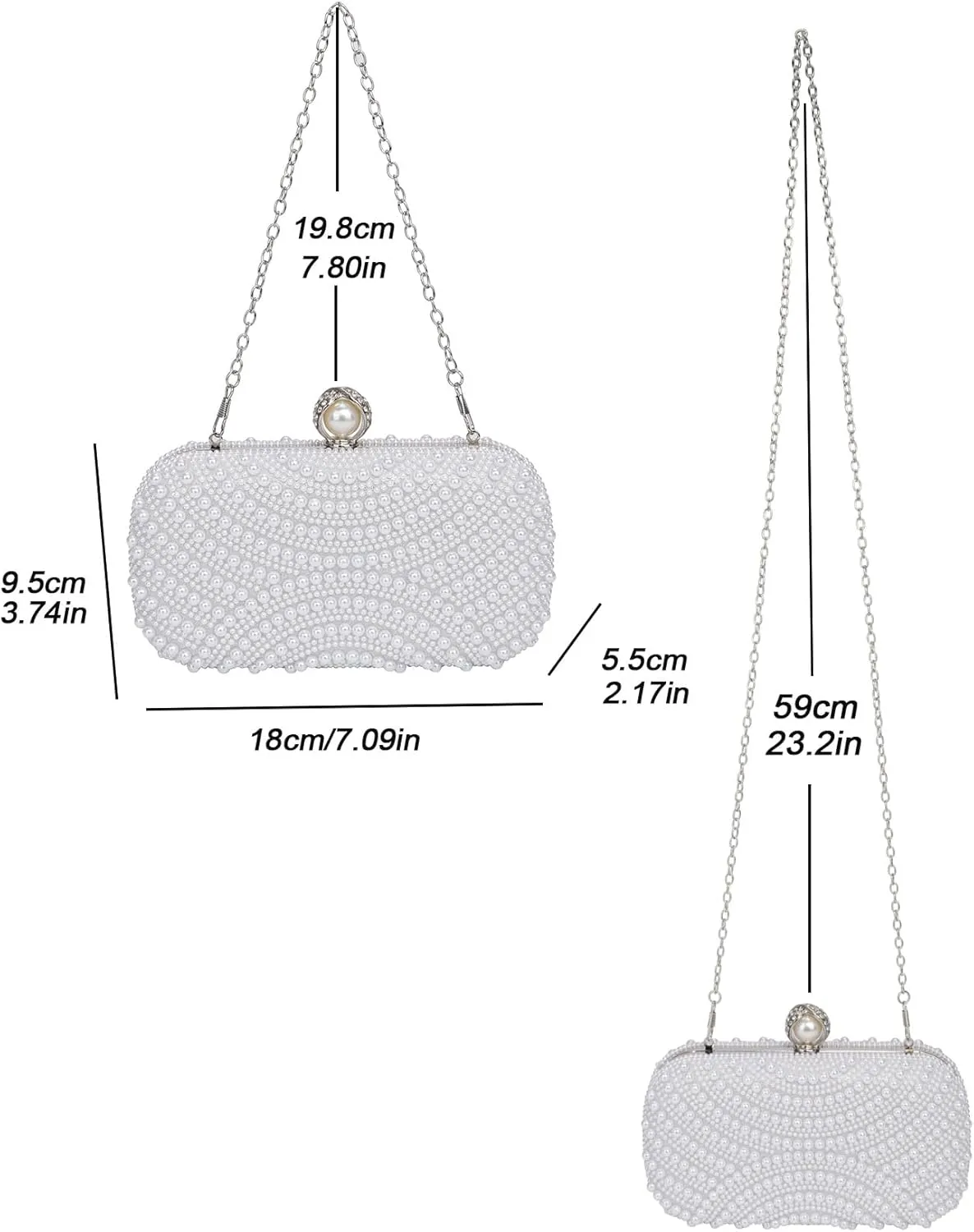 Ayliss Pearl Clutch Purses for Women Wedding Bridal Evening Small Clutch Crossbody Handbag Full Beaded Parites Prom