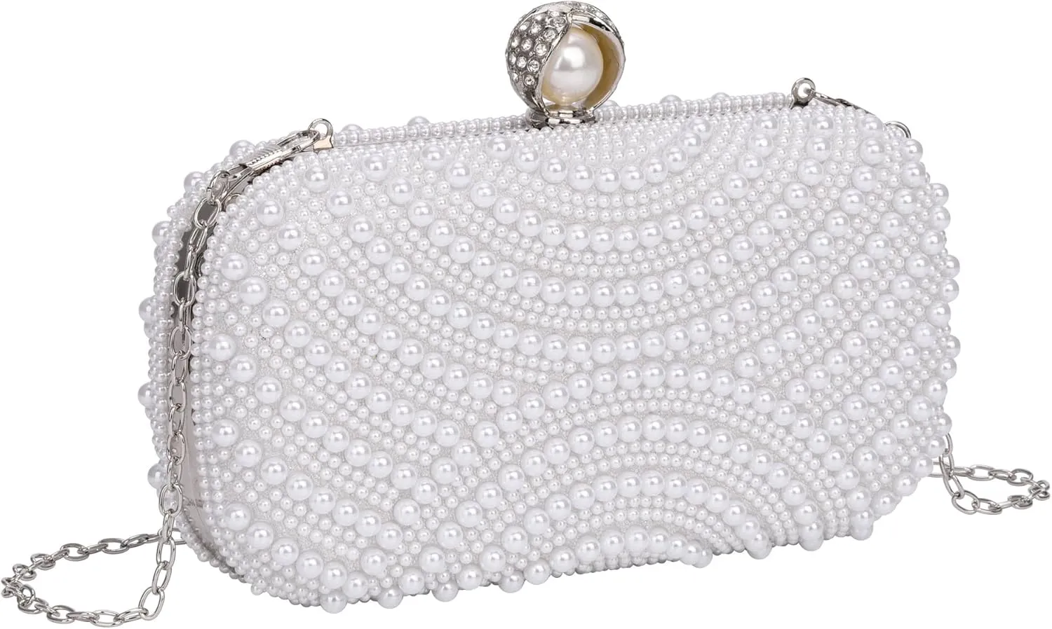 Ayliss Pearl Clutch Purses for Women Wedding Bridal Evening Small Clutch Crossbody Handbag Full Beaded Parites Prom