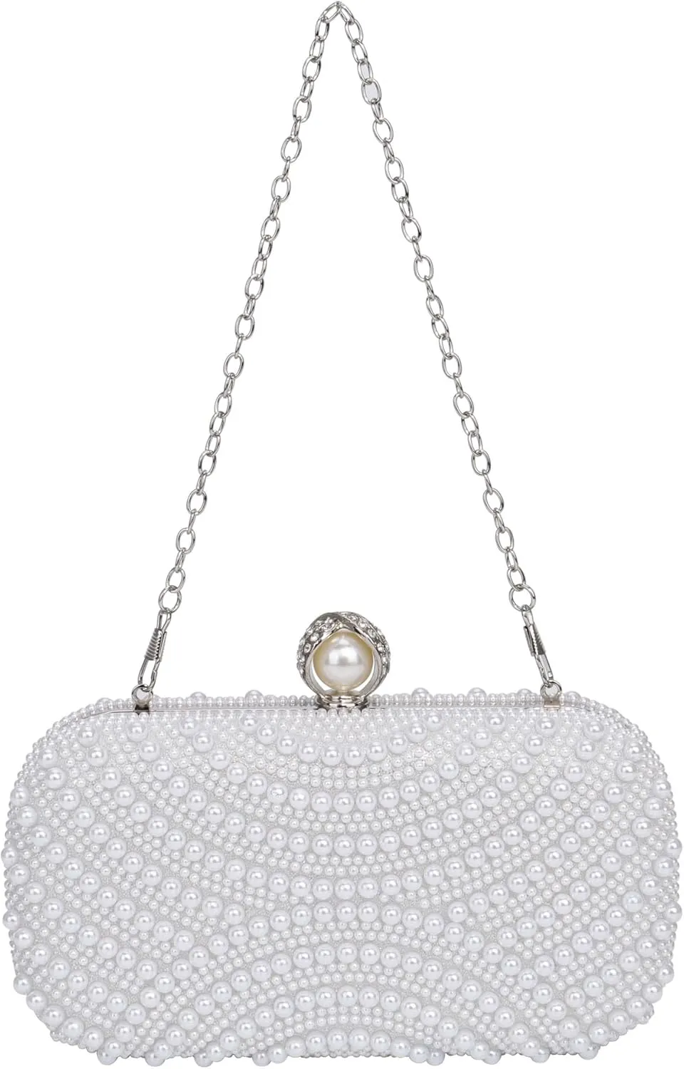 Ayliss Pearl Clutch Purses for Women Wedding Bridal Evening Small Clutch Crossbody Handbag Full Beaded Parites Prom