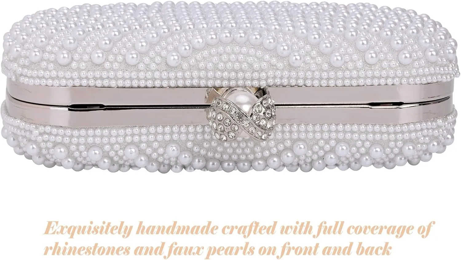 Ayliss Pearl Clutch Purses for Women Wedding Bridal Evening Small Clutch Crossbody Handbag Full Beaded Parites Prom
