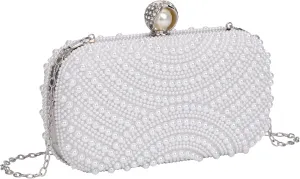 Ayliss Pearl Clutch Purses for Women Wedding Bridal Evening Small Clutch Crossbody Handbag Full Beaded Parites Prom