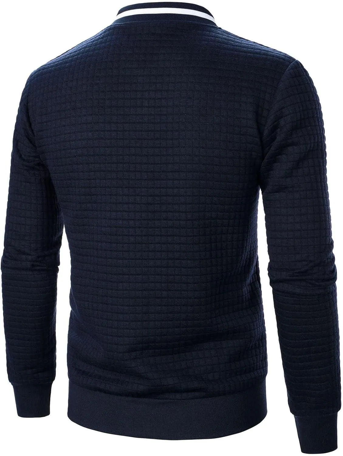 Aymnlox Mens Sweatshirts Full Zip Up Long Sleeve Pullover Stand Collar Solid Color Casual Waffle Sweatshirt Fashion Fall Tops
