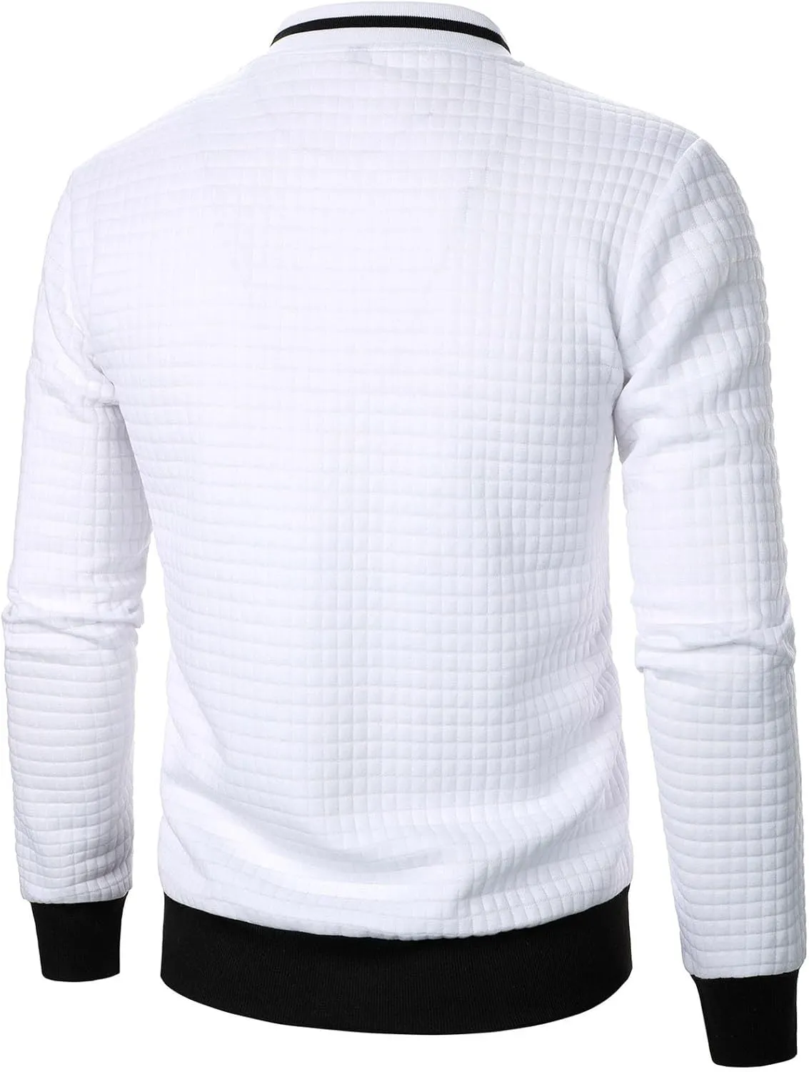 Aymnlox Mens Sweatshirts Full Zip Up Long Sleeve Pullover Stand Collar Solid Color Casual Waffle Sweatshirt Fashion Fall Tops