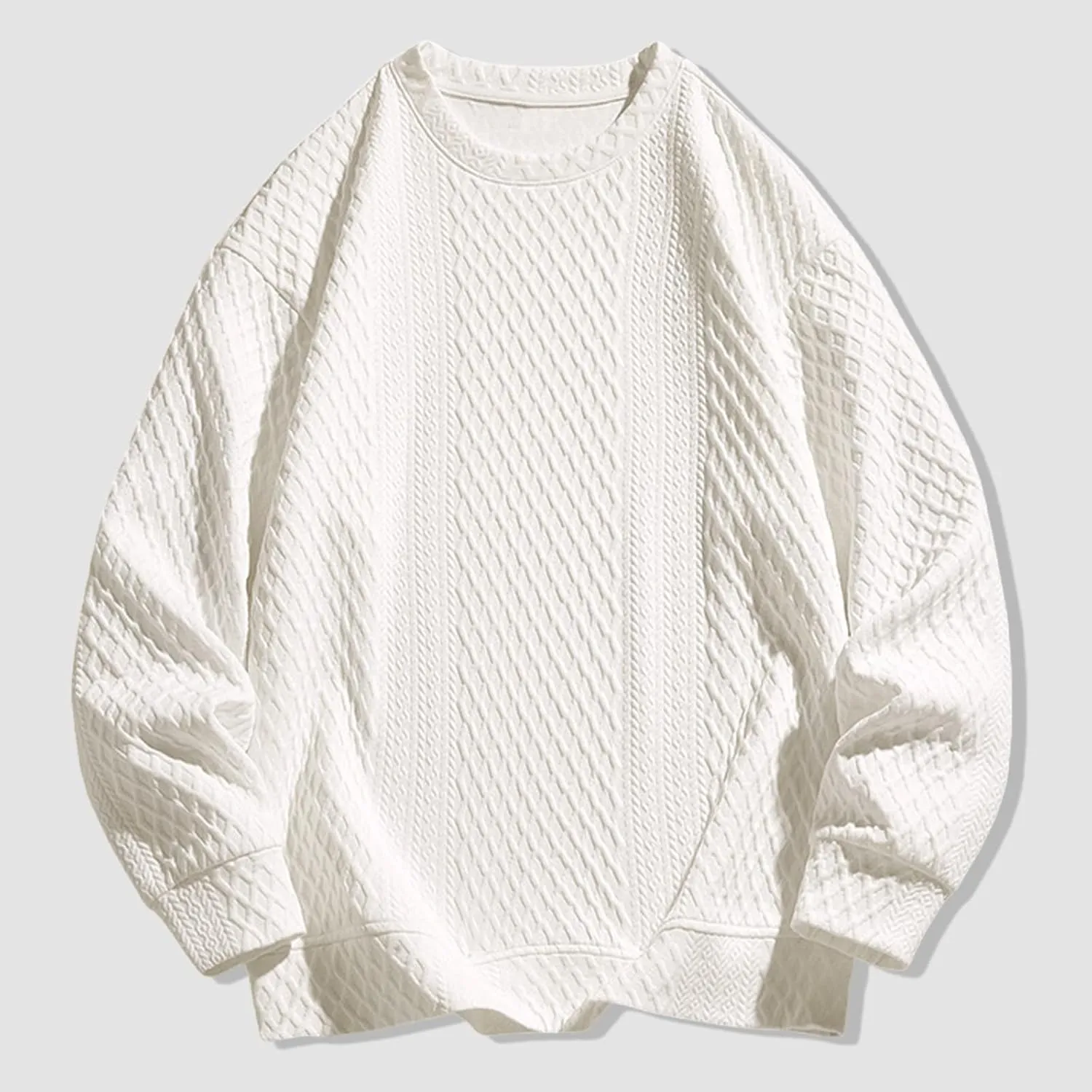 Aymnlox Oversize Sweatshirts for Men Basic Solid Color Long Sleeve Cotton Sweatshirt Loose Oversize Crewneck Pullover 2024