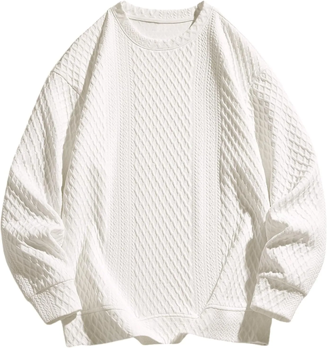 Aymnlox Oversize Sweatshirts for Men Basic Solid Color Long Sleeve Cotton Sweatshirt Loose Oversize Crewneck Pullover 2024
