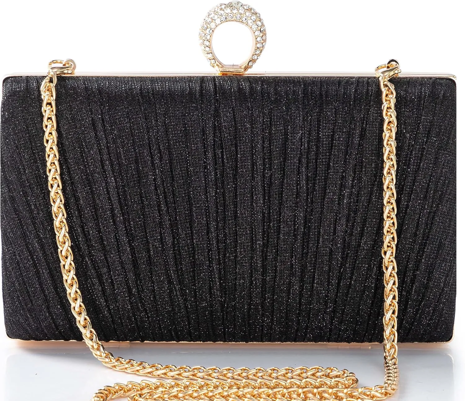 BABEYOND Clutch Purses for Women - Evening Bag Glitter Pleated Clutch for Bride Party Prom Wedding