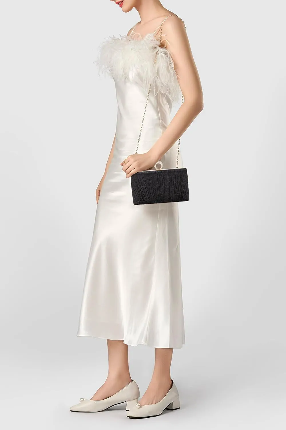 BABEYOND Clutch Purses for Women - Evening Bag Glitter Pleated Clutch for Bride Party Prom Wedding