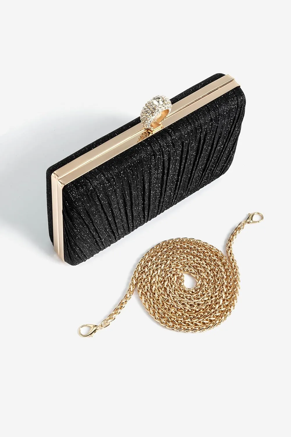 BABEYOND Clutch Purses for Women - Evening Bag Glitter Pleated Clutch for Bride Party Prom Wedding