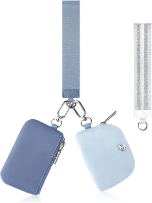 Babysun Mini Zip Around Dual Pouch Wristlet With 2 Straps Wristlet Keychain Wallet for Women Coin Purse Small Cute for Teen Girl