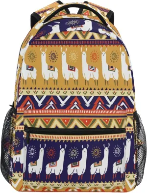 Backpack Animal Lama Boho Geometric School Shoulder Bag Large Waterproof Durable Bookbag Laptop Daypack for Students Kids Teens Girls Boys Elementary